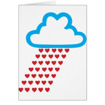 Raining Red Hearts Greeting Cards