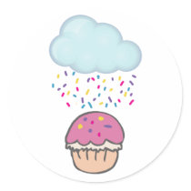 Raining Sprinkles on Cupcake Sticker