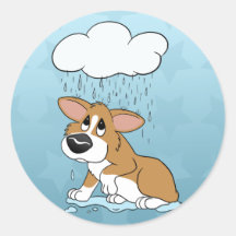 Rainy Day Corgi Stickers