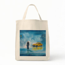 RAINY DAY COUPLE YELLOW TAXI CAB BAG