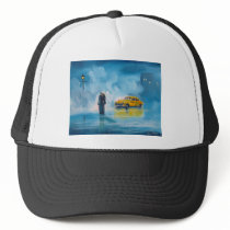RAINY DAY COUPLE YELLOW TAXI CAB MESH HAT