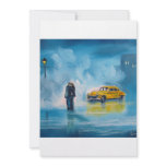 RAINY DAY COUPLE YELLOW TAXI CAB invitations