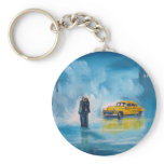 RAINY DAY COUPLE YELLOW TAXI CAB keychains