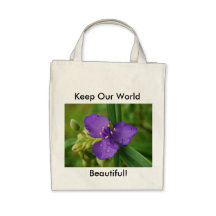 Rainy Purple Spiderwort Flower grocery tote Tote Bags