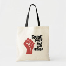 Raise your fist and resist tote bag