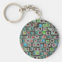 Raised Colorful Foil Buttons Key Chains