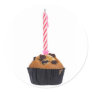 Raisin muffin with candle round stickers