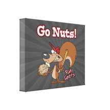 rally squirrel go nuts baseball cartoon canvas print