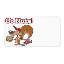 rally squirrel go nuts baseball cartoon shipping label
