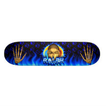 Ralph skull blue fire Skatersollie skateboard