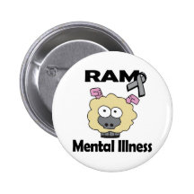 RAM Mental Illness (grey) Pinback Button