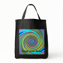 Random multicolored swirling vortex tiled canvas bags