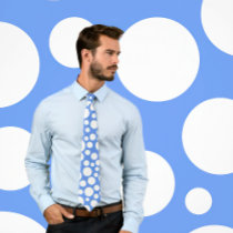 Random White Polka Dot Pattern Cornflower Blue Tie
