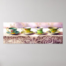 Rangée 0001 de copie d'art de tasses de thé affiches