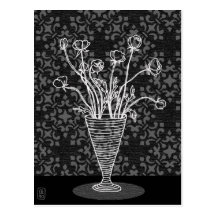 Ranunculus in Vase Illustration Postcard