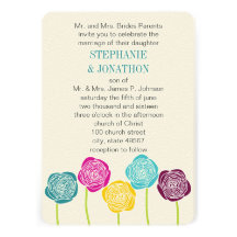 Ranunculus Rose Teal Violet Pink Yellow Wedding Personalized Invitation
