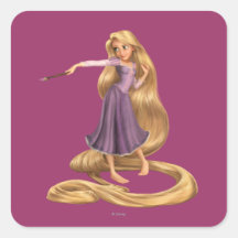 Rapunzel with Paintbrush 2 Square Stickers