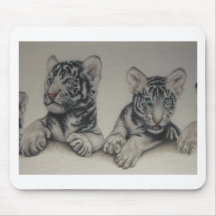 Rare Pair  White Tiger Cubs Mouse Pad