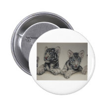 Rare Pair  White Tiger Cubs Pinback Button