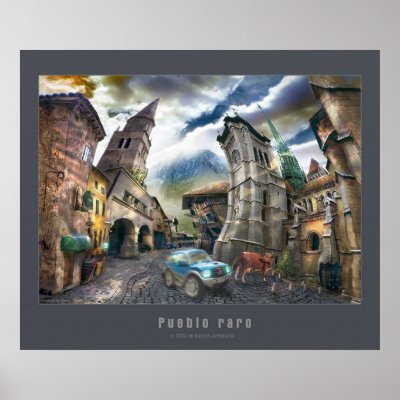 Raro Pueblo - Poster with grey frame by Houk