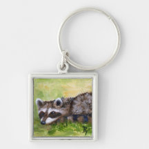 Rascal aceo Raccoon Keychain