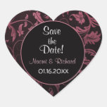 Raspberry and Black Damask - Save the Date Stickers