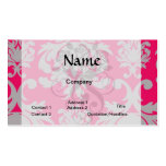 Raspberry and grey damask business card