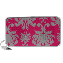 Raspberry and grey damask design speaker system