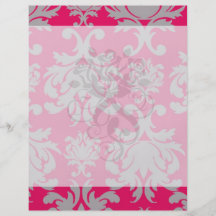 Raspberry and grey damask flyer design