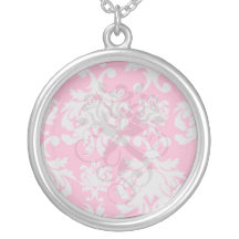 Raspberry and grey damask jewelry