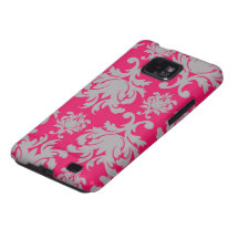 Raspberry and grey damask samsung galaxy s covers