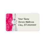 Raspberry and pink damask address labels