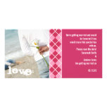 Raspberry Argyle and Pink Save the Date Modern Inv Photo Cards