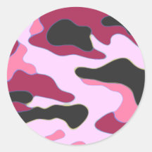 Raspberry Camo Round Stickers