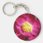 Raspberry Gold Peony Key Chain