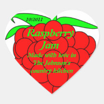 Raspberry Jam Jar Heart Stickers