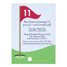 Raspberry Let's Par-Tee Mini Golf Birthday Party Personalized Announcement