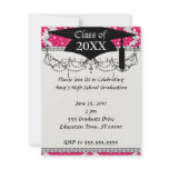 raspberry pink diand damask on white custom invites