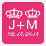 Raspberry Royal Couple Wedding Favour Stickers
