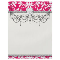 raspberry white bird damask flyer