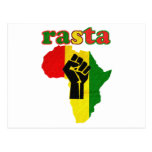 Rasta Black Power Fist over Africa Postcards