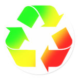 Rasta Coloured Recycle Sign stickers