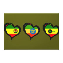 Rasta Heart Canvas Art Green II Stretched Canvas Print