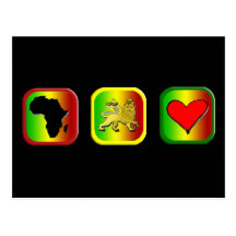 Rasta Map of Africa One Love Lion of Judah Post Card
