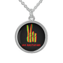 Rasta Peace  Victory Sign Necklace Sterling Silver