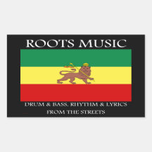 Rasta - Roots Music Ethiopia Flag Lion of Judah Rectangular Stickers