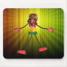 Rasta Stick Figure with Gold Peace Sign Mousepad