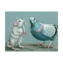 Rat and Pigeon Postcard