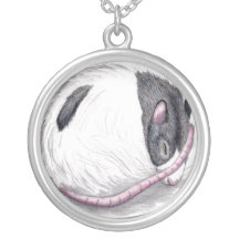 rat art - black hooded rat sleeping pendants