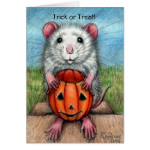 Rat Pumpkin Halloween Card, Trick or Treat!